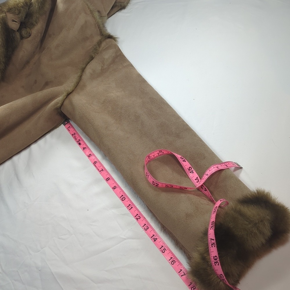 Dennis Basso Women Brown‎ Tan Long Sleeve Fur Inner Shell Coat Faux Medium - Picture 11 of 15